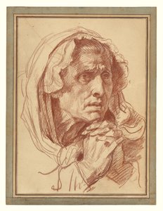 Studie van het hoofd van een oude vrouw door Jean-Baptiste Greuze