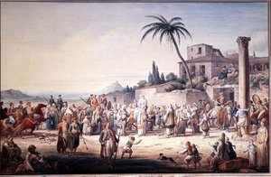 Een huwelijk in Athene, ca. 1776 door Jean Baptiste Hilair