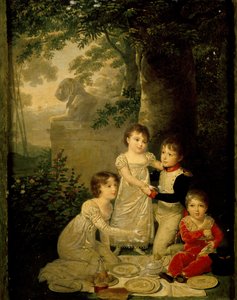 Vier zonen van Joachim Murat en Caroline Bonaparte (van links, Letizia door Jean Baptiste Isabey