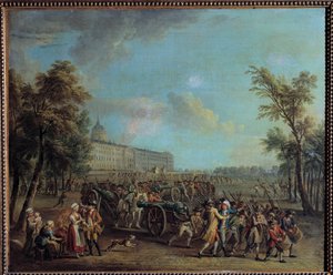 Franse Revolutie: Het volk van Parijs verlaat de Invalides op de ochtend van 14 juli door Jean Baptiste Lallemand