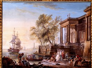 Marine bij zonsondergang door Jean Baptiste Lallemand