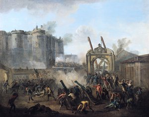 De bestorming van de Bastille op 14 juli 1789 door Jean Baptiste Lallemand