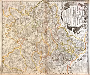 Champagne-Ardenne, Picardië, Lotharingen, Franche-Comté, Bourgondië, Île-de-France, Frankrijk door Jean Baptiste Nolin