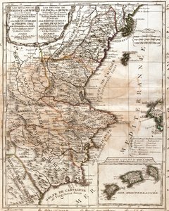 Kaart van het Koninkrijk Valencia en Murcia (Spanje) door Jean Baptiste Nolin