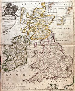 Kaart van de koninkrijken Engeland, Schotland en Ierland (Groot-Brittannië)