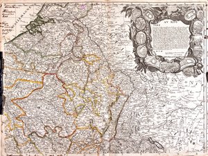 Zuid-Nederland, België, Frankrijk (Regio: Nord-Pas-de-Calais, Picardië, Île-de-France, oost Centre, noord Bourgogne, noord Fanche-Comté, Champagne-Ardenne, Lotharingen, Elzas), Zwitserland (Kanton: Jura, Basel-Stadt, Basel-Lapd, Solothurn, Aargau, Zürich,  door Jean Baptiste Nolin