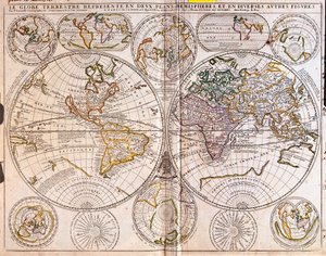 Terrestrische Globe door Jean Baptiste Nolin