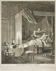 Het avontuur van de kamerpot, plaat vier uit Scènes du Roman Comique door Jean-Baptiste Oudry