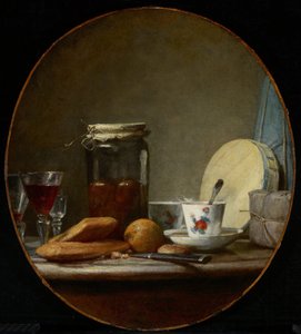 Pot met abrikozen door Jean Baptiste Simeon Chardin