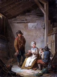 Boeren in hun huisje door Jean Francois Clermont