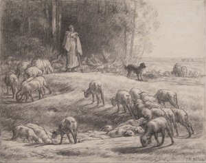 De herderin door Jean-Francois Millet