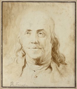 Benjamin Franklin, ca.1778 (penseel  bruine inkt) door Jean Honore Fragonard
