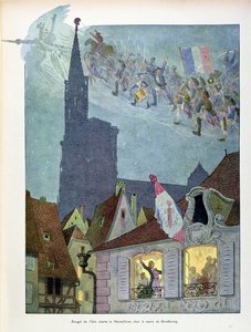Claude Joseph Rouget de Lisle (1760-1836) zingt de Marseillaise in het huis van Dietrich, burgemeester van Straatsburg, 26 april 1792, illustratie uit 
