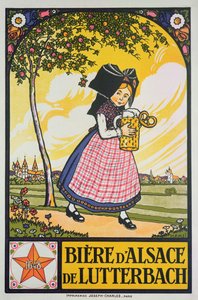 Poster die bier uit Lutterbach, Elzas adverteert door Jean Jacques Waltz