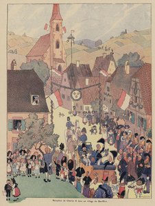 Ontvangst van koning Karel X van Frankrijk in een dorp in de Bas-Rhin, Elzas door Jean Jacques Waltz