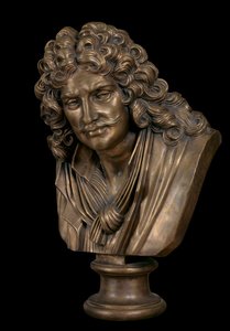 Bronzen buste van Moliere door Jean-Jacques Caffieri
