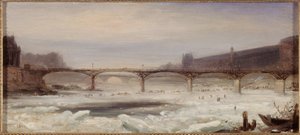 De Seine en de Pont des Arts, januari 1848 door Jean Jacques Champin
