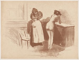 Wrijving met een handschoen van ruw paardenhaar (massage met een handschoen van ruw paardenhaar) door Jean-Louis Forain