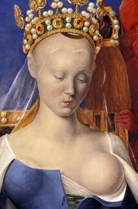 Detail van De voedende Maagd afgebeeld als Agnes Sorel (naar de Maagd van Antwerpen, door Jean Fouquet, circa 1452-1455) door Jean (after) Fouquet