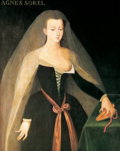 Portret van Agnès Sorel. door Jean (after) Fouquet