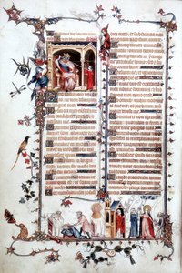 David voor Saul, uit het Belleville Brevier, c.1323-26 (vellum) door Jean (studio of) Pucelle