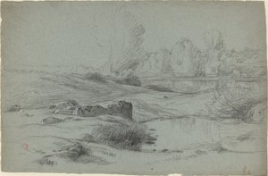 Een Rotsachtige Weide bij een Rivier