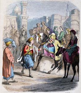 Emina Nosratli wacht op haar zoon Ibrahim Pacha (1789-1848), terugkeer naar Caïro na de Arabische campagne in 1818 door Jean Adolphe Beauce