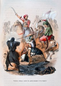 Ibrahim Pasha vecht tegen de Wahabis, Saoedi-Arabië, 1811-1818 1847 door Jean Adolphe Beauce