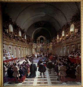 De Staten-Generaal van Parijs 27 oktober 1614 De vergadering werd gehouden in het Louvre, koning Lodewijk XIII zat voor met zijn moeder Marie de Medicis. Schilderij door Jean Alaux (1786-1864), genaamd le Romain door Jean Alaux