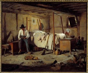 De stroper. Schilderij door Jean Alphonse Roehn (1799-1864) 1850