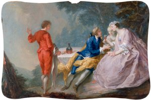 Fête galante: Gesprekstuk door Jean Antoine (after) Watteau