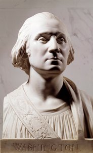 Marmeren buste van George Washington (1732-1789). Beeldhouwwerk door Jean Antoine Houdon (1741-1828) 1786. Parijs, Musée du Louvre