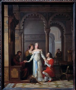 Ezelsvel Illustratie van het sprookje door Charles Perrault met de jonge prinses in het paleis van haar vader die verliefd op haar is
