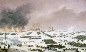 Campagne van Pruisen en Polen (1806-1807) - Slag bij Eylau, aanval op de begraafplaats 7 februari 1807 (Simeon Jean Antoine Fort)