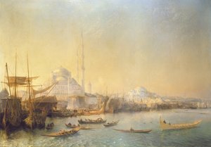 Een uitgebreid uitzicht over Constantinopel en de Gouden Hoorn, 1840 door Jean Antoine Theodore Gudin