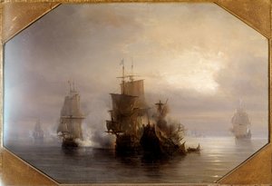 Zeeslag van de ridder Marc-Antoine de Saint-Pol Hecourt (1665-31 oktober 1705), 31/10/1705 door Jean Antoine Theodore Gudin
