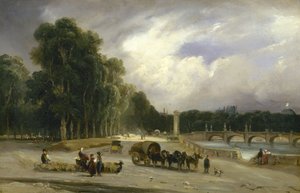 Uitzicht op de Cours la Reine, c.1828 door Jean Antoine Theodore Gudin