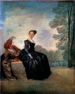 Een grillige vrouw La Boudeuse, 1718 door Jean Antoine Watteau