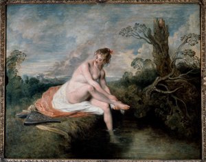 Diana in het bad door Jean Antoine Watteau
