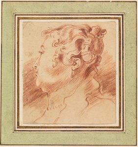 Studie van een vrouwenhoofd door Jean Antoine Watteau