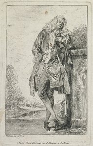 Modefiguren: Staande man Acconde door Jean Antoine Watteau