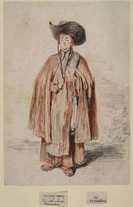 Monnik, staand door Jean Antoine Watteau