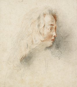 Hoofd van een Jongen in Profiel door Jean Antoine Watteau
