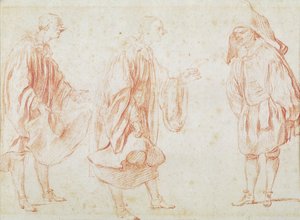 Italiaanse Acteurs door Jean Antoine Watteau