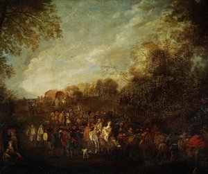 Marcherende Troepen door Jean Antoine Watteau