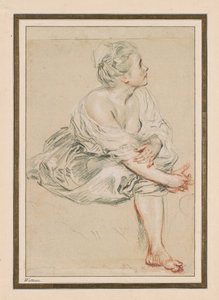 Zittende jonge vrouw, c. 1716 door Jean Antoine Watteau