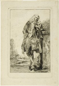 Staande man leunend op zijn elleboog door Jean Antoine Watteau