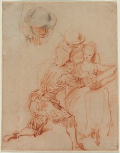 Studie voor "De verteller" (Le Conteur) door Jean Antoine Watteau