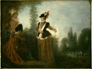 De Avonturierster door Jean Antoine Watteau