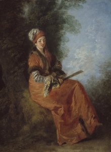 De dromer, 1712-14 door Jean Antoine Watteau